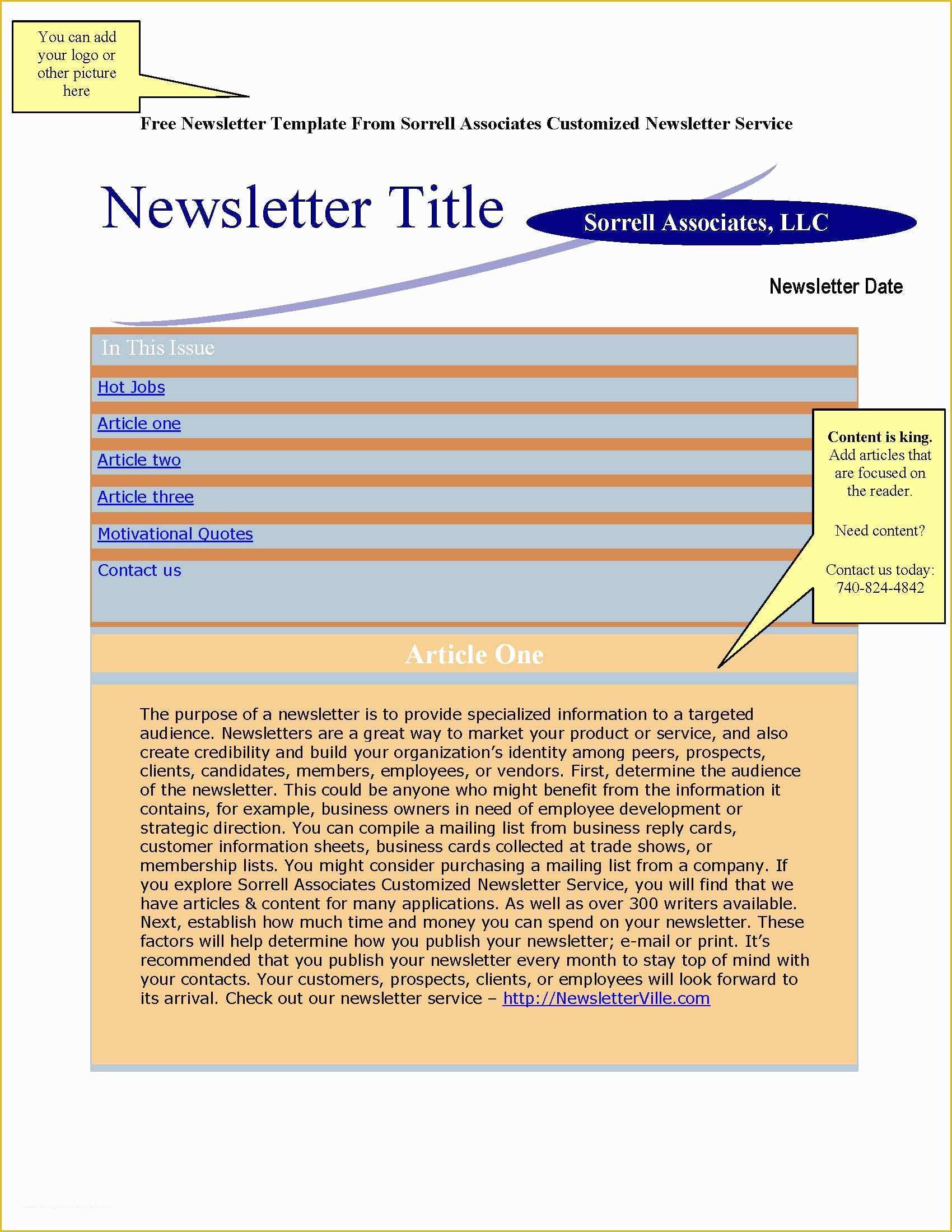 Staff Newsletter Templates Free Of Newsletter & Blog Articles Provided Plus Free Newsletter