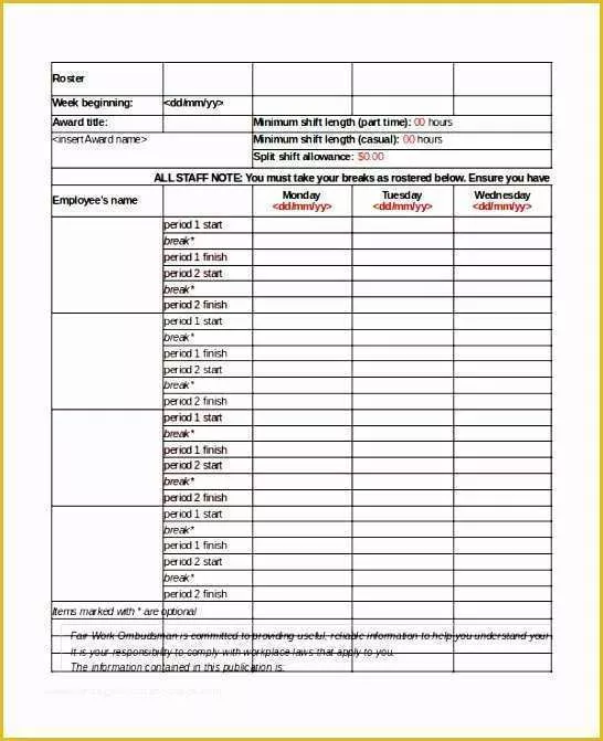 Staffing Template Excel Free Of 6 Staff Roster Template Excel Exceltemplates