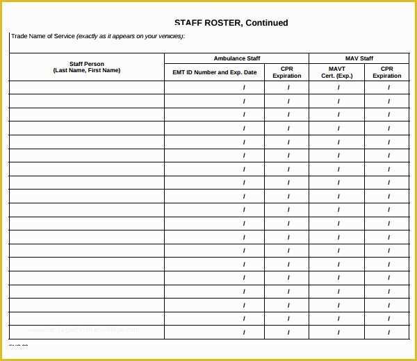 Staffing Template Excel Free Of 8 Staff Roster Templates