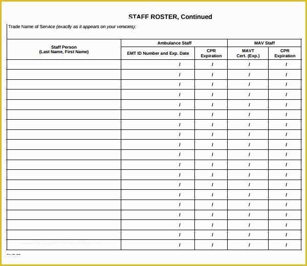 Staffing Template Excel Free Of 8 Staff Roster Templates