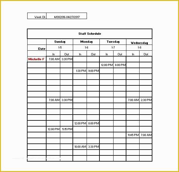 Staffing Template Excel Free Of Staff Schedule Template 6 Free Sample Example format