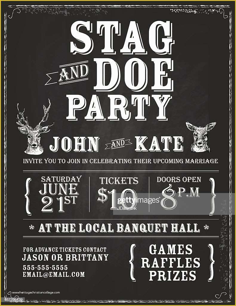 Stag Tickets Template Free Of Elegant Stag and Doe Engagement Party Chalkboard