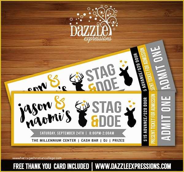 Stag Tickets Template Free Of Printable Stag and Doe Ticket Invitation Wedding Party