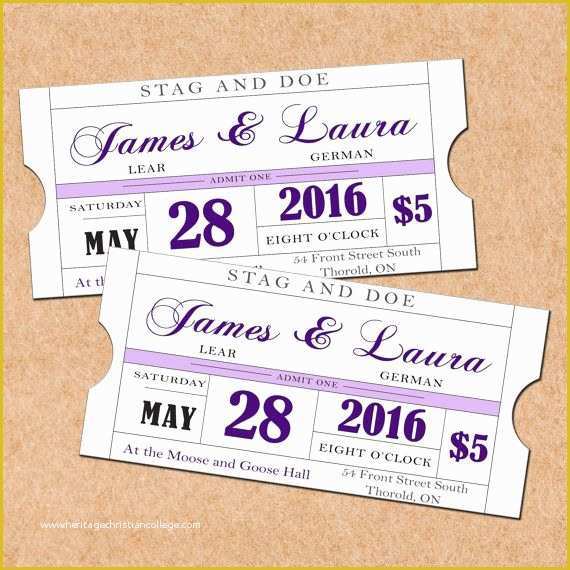 Stag Tickets Template Free Of Purple Printable Stag and Doe Tickets