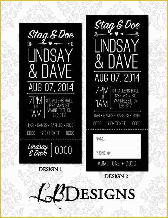 Stag Tickets Template Free Of Stag &amp; Doe Ticket Simple Arrow and Heart Design