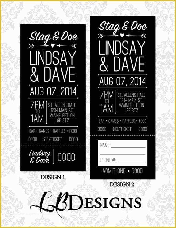 Stag Tickets Template Free Of Stag & Doe Ticket Simple Arrow and Heart Design