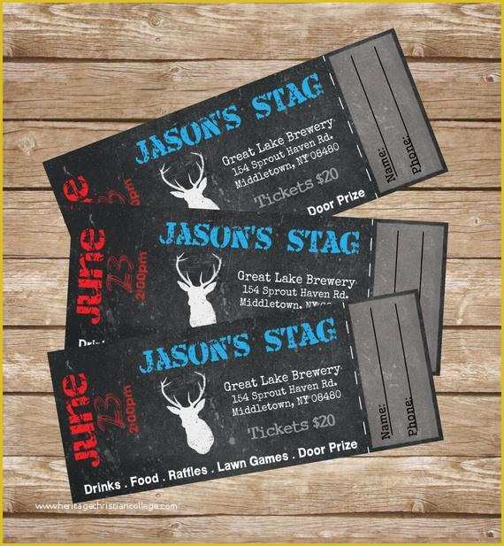 Stag Tickets Template Free Of Stag Buck Bachelor event Tickets Diy Digital Printed