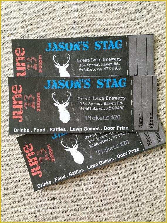 Stag Tickets Template Free Of Stag Buck Bachelor event Tickets Diy Digital Printed