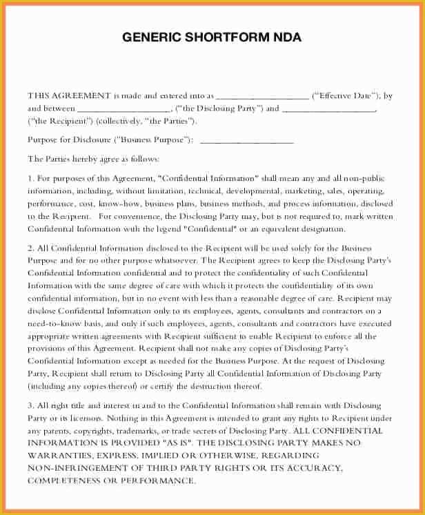 Standard Nda Template Free Of 12 Good Standard Confidentiality Agreement Bo U