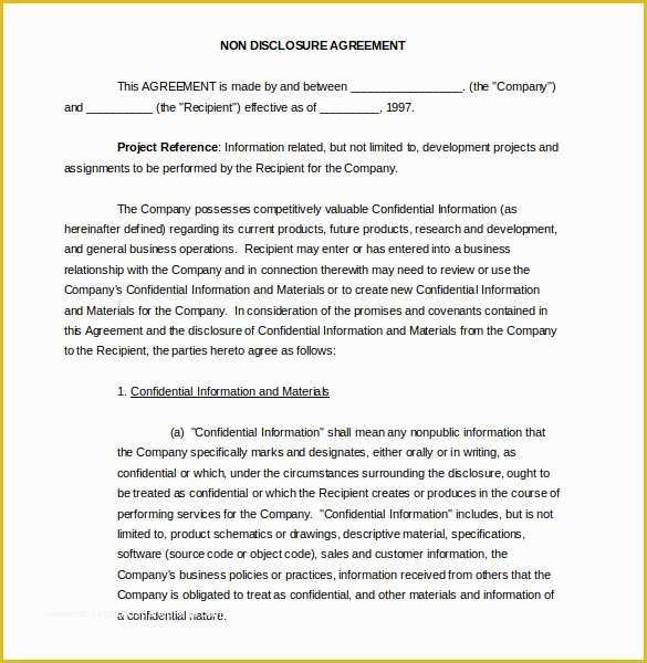Standard Nda Template Free Of 20 Word Non Disclosure Agreement Templates Free Download