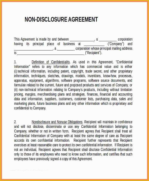 Standard Nda Template Free Of 5 Standard Non Disclosure Agreement Template