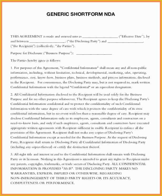 Standard Nda Template Free Of 5 Standard Non Disclosure Agreement Template