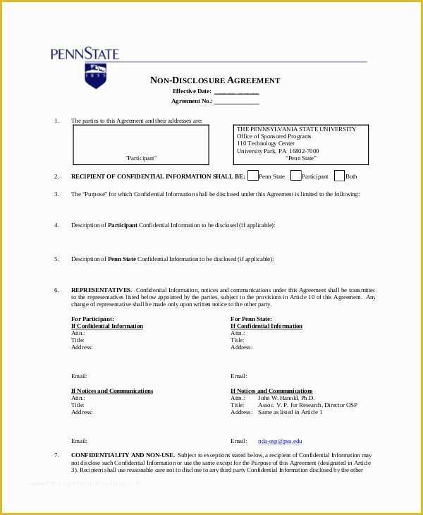 Standard Nda Template Free Of 8 Non Disclosure and Confidentiality Agreement Templates
