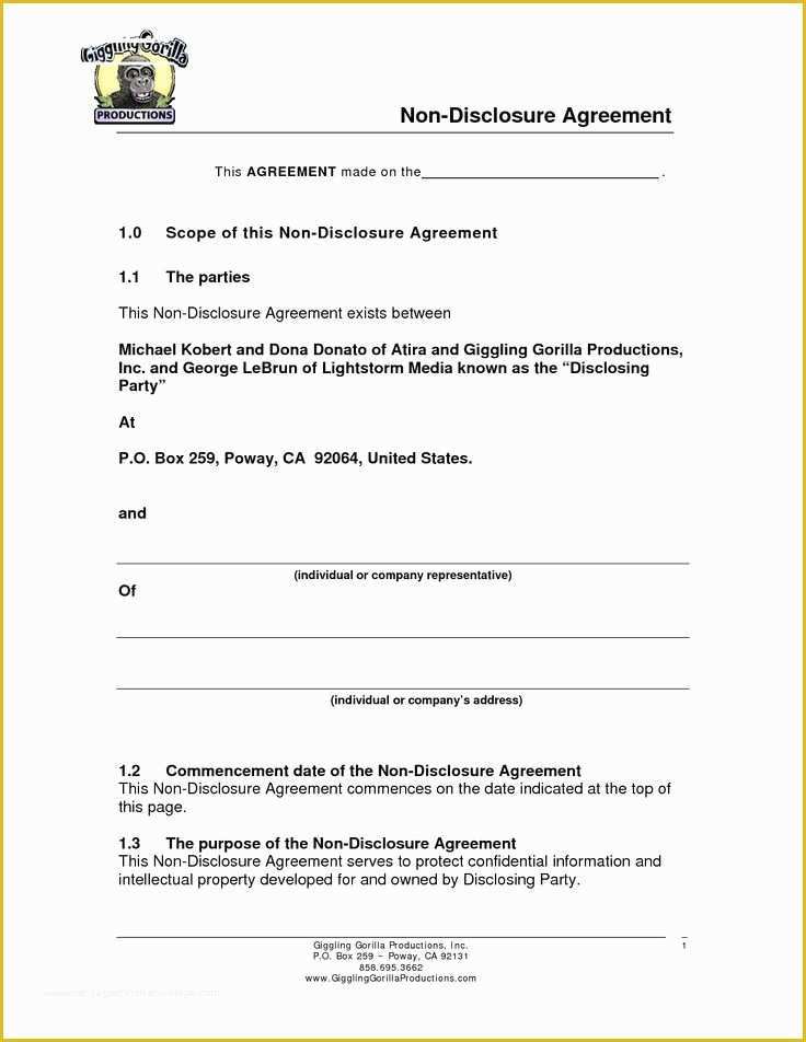 Standard Nda Template Free Of Agreements Simple Non Disclosure Agreement form 40 Non