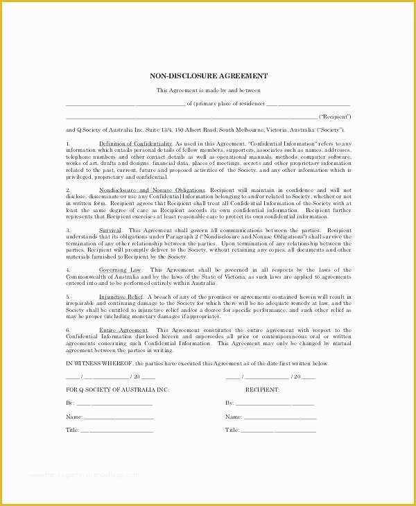 Standard Nda Template Free Of Basic Personal Non Disclosure Agreement Example Standard