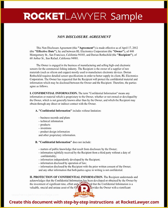 Standard Nda Template Free Of Non Disclosure Agreement Template
