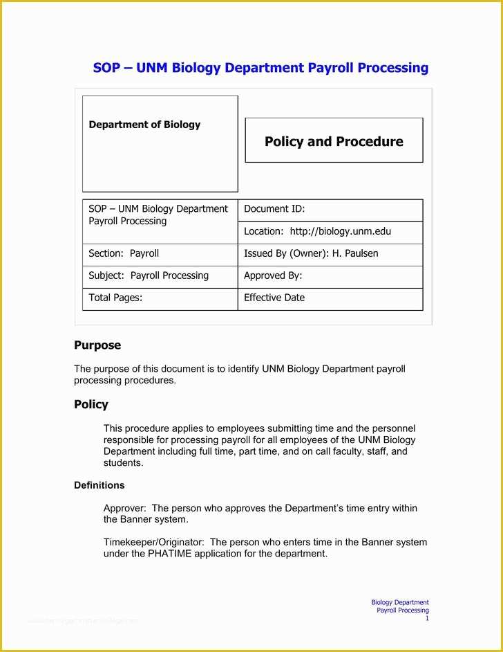 Standard Operating Procedure Template Free Of 13 Standard Operating Procedure Template Free Download