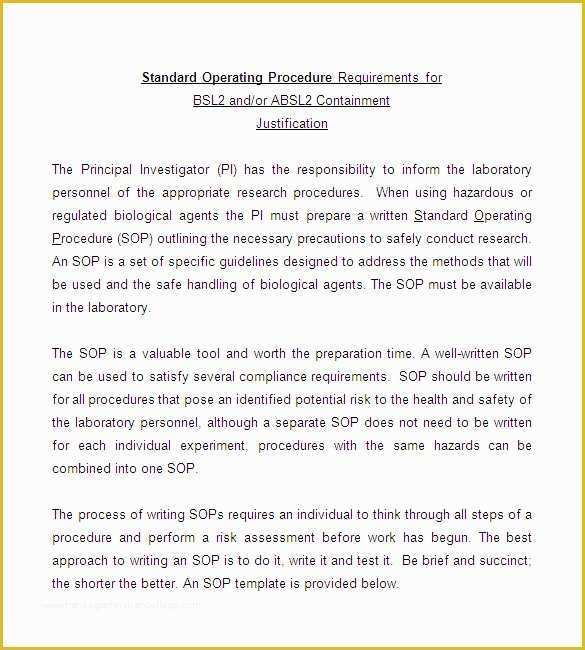 Standard Operating Procedure Template Free Of 13 Standard Operating Procedure Templates Pdf Doc