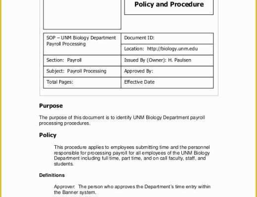 Standard Operating Procedure Template Free Of 13 Standard Operating Procedure Templates Pdf Doc