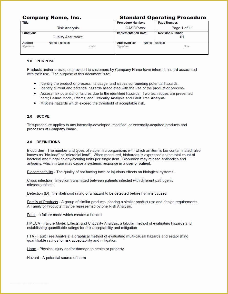 Standard Operating Procedure Template Free Of 5 sop Example