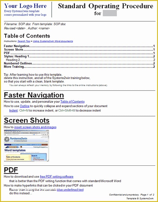 Standard Operating Procedure Template Free Of 6 sop Templates Free Sample Templates