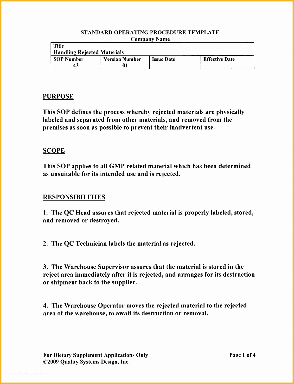 Standard Operating Procedure Template Free Of 9 Standard Operating Procedure Template for Pany