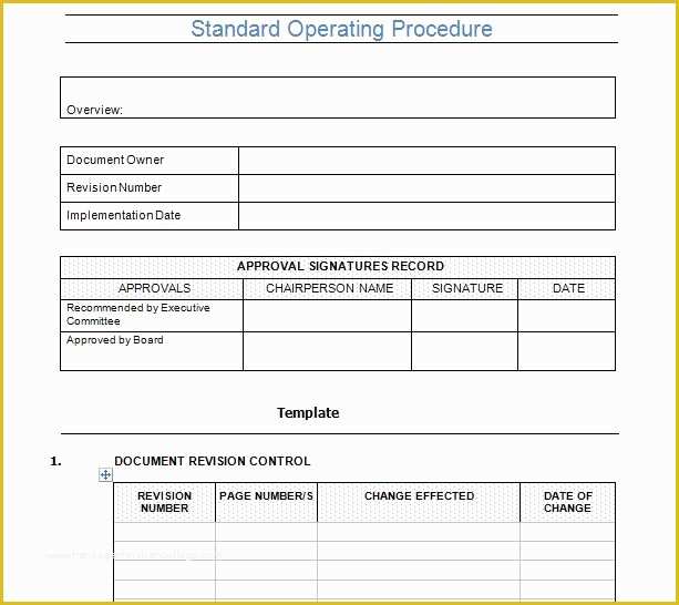 Standard Operating Procedure Template Free Of Standard Operating Procedure Template Microsoft Word