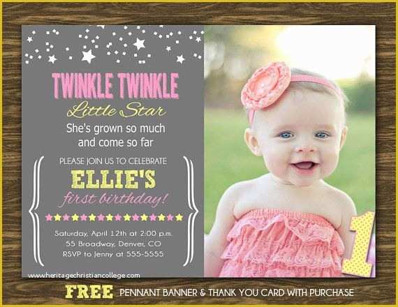 Star Invitation Template Free Of Gray Twinkling Star Birthday Invitation In Pink