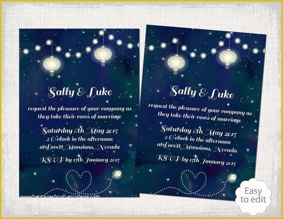 Star Invitation Template Free Of Printable Wedding Invitation Template Starry Night