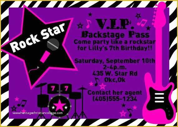 Star Invitation Template Free Of Rock Star Party Invitation Zebra Invitation Printable