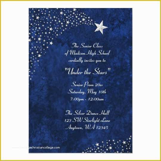 Star Invitation Template Free Of Silver Falling Stars Blue Prom formal Invitations