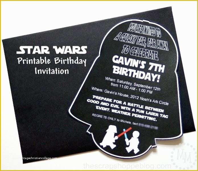 Star Invitation Template Free Of Star Wars Darth Vader Printable Birthday Invitation