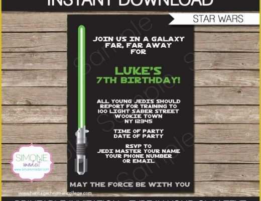 Star Invitation Template Free Of Star Wars Invitation Template Birthday Party Instant