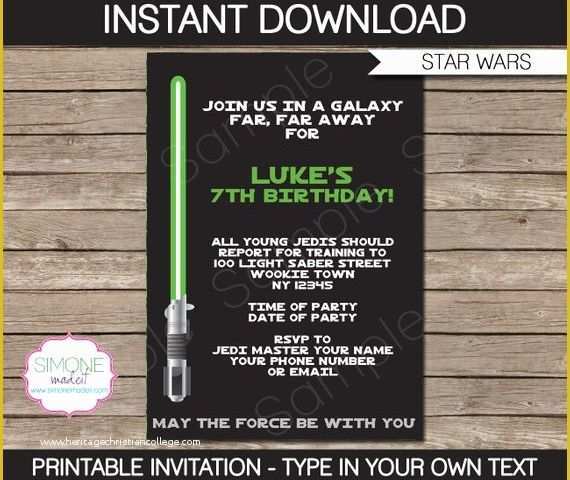 Star Invitation Template Free Of Star Wars Invitation Template Birthday Party Instant