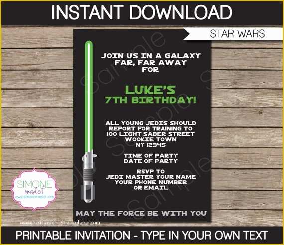 Star Invitation Template Free Of Star Wars Invitation Template Birthday Party Instant
