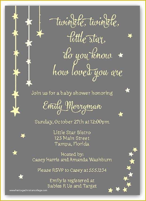 Star Invitation Template Free Of Twinkle Twinkle Little Star Baby Shower Invitation – the