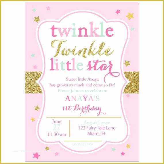 Star Invitation Template Free Of Twinkle Twinkle Little Star Invitation Printable or Printed