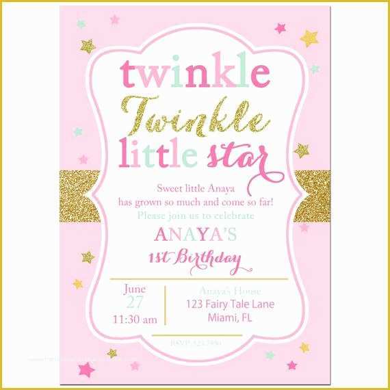 Star Invitation Template Free Of Twinkle Twinkle Little Star Invitation Printable or Printed