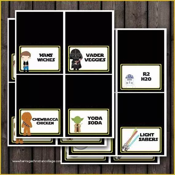 Star Wars Food Labels Template Free Of 24 Star Wars Food Labels Food Tents Cards Printable File