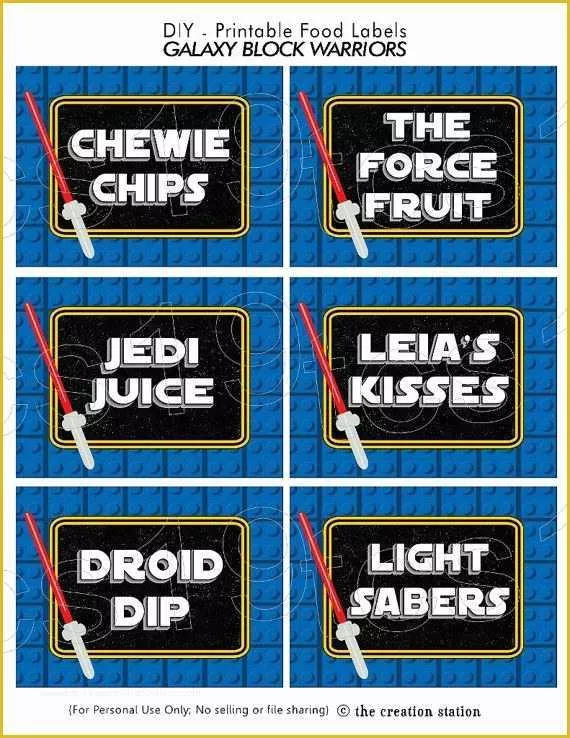 Star Wars Food Labels Template Free Of 27 Of Lego Food Label Template