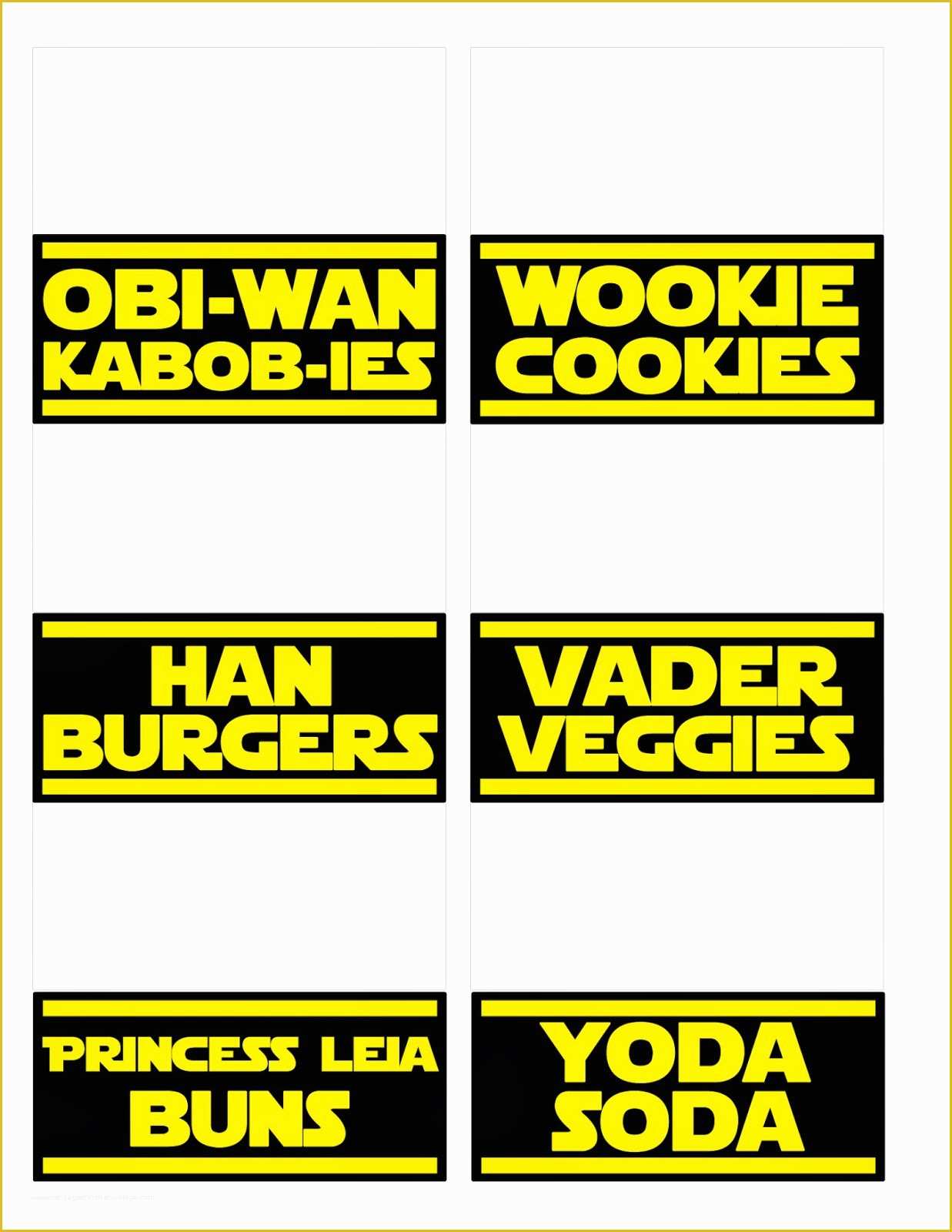 Star Wars Food Labels Template Free Of Cc Designs Free Downloads