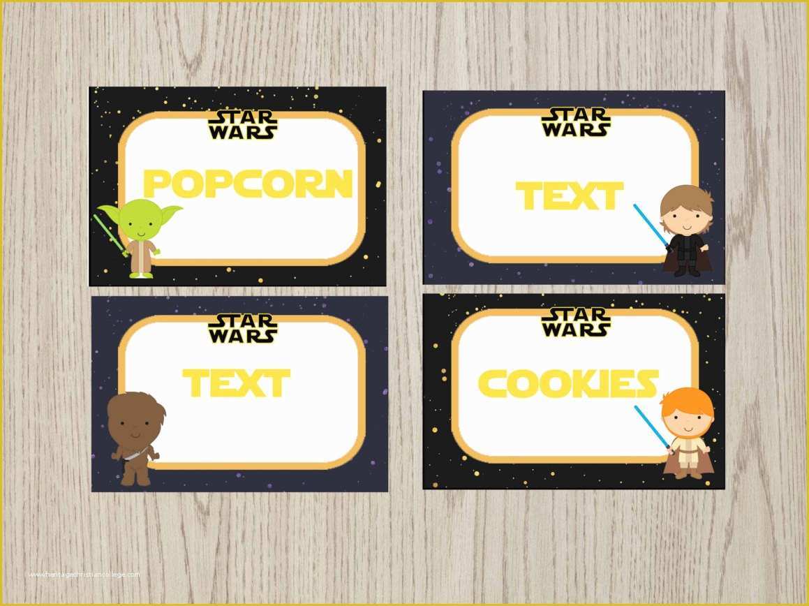 Star Wars Food Labels Template Free Of Editable Star Wars Food Tent Cards Star Wars Food Labels
