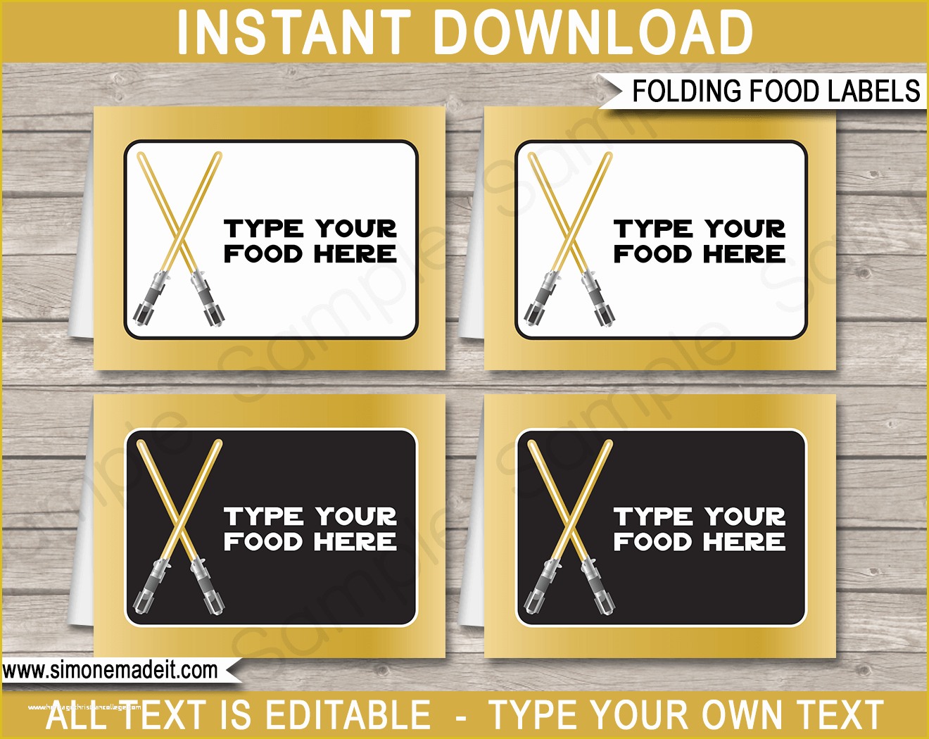 Star Wars Food Labels Template Free Of Gold Star Wars Food Labels Place Cards