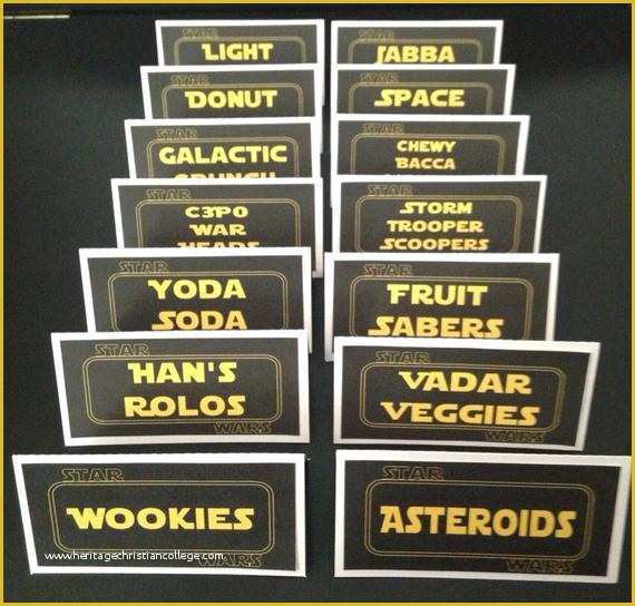 Star Wars Food Labels Template Free Of Items Similar to Star Wars Food Tent Cards On Etsy