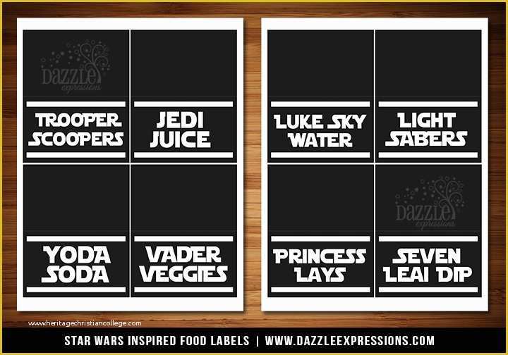 Star Wars Food Labels Template Free Of Printable Star Wars Inspired Party Food Labels Jedi