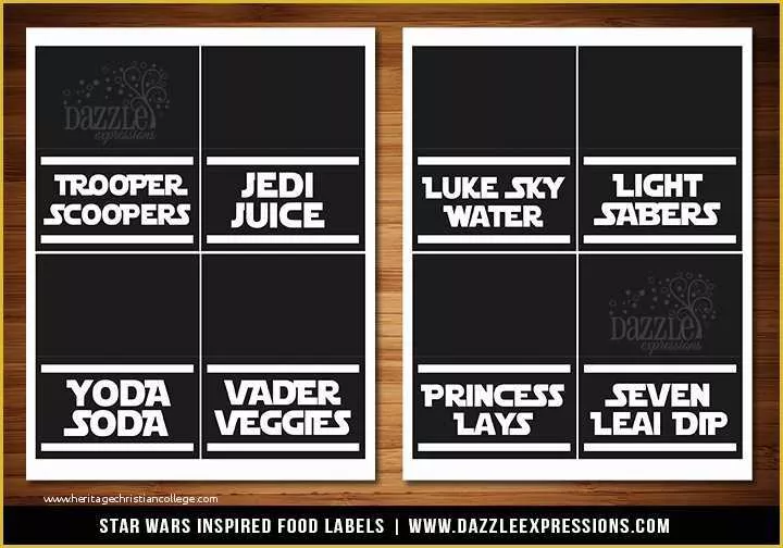 Star Wars Food Labels Template Free Of Printable Star Wars Inspired Party Food Labels Jedi