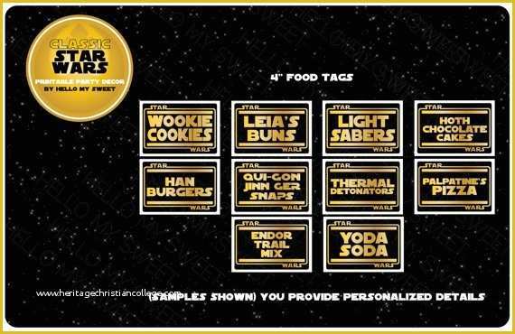 Star Wars Food Labels Template Free Of Star Wars Labels Food Tags Tent Cards Party Printable