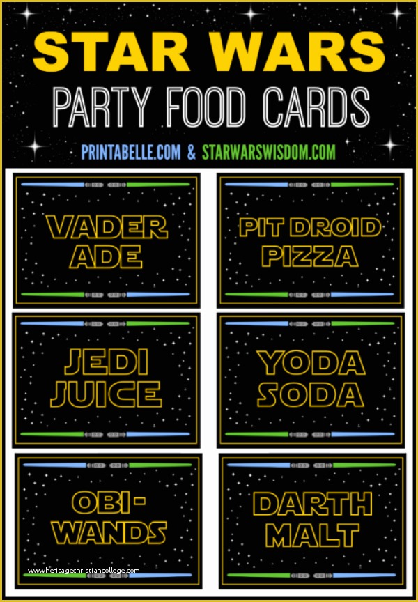 Star Wars Food Labels Template Free Of Star Wars Party Food Cards – Free Party Printables and More