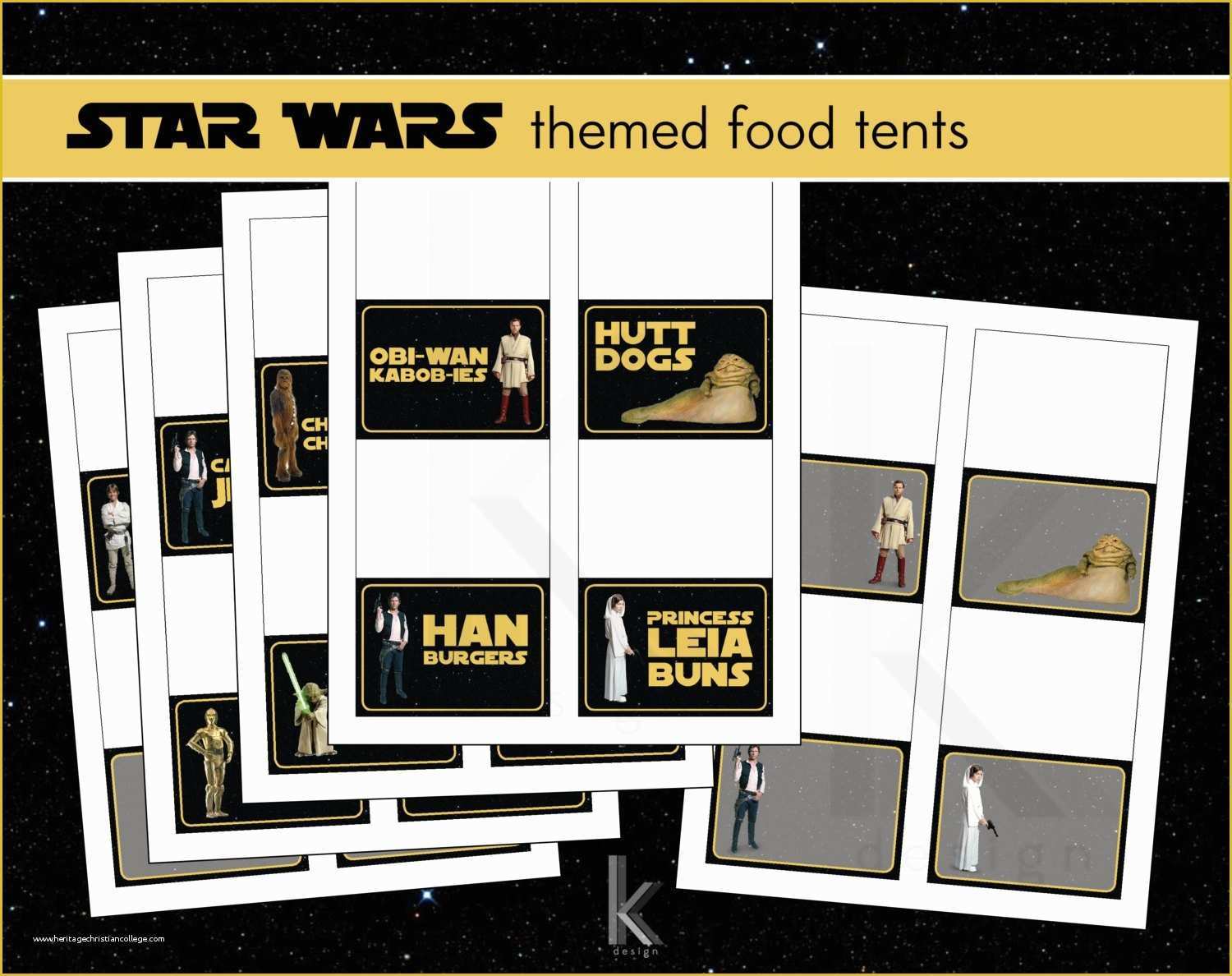Star Wars Food Labels Template Free Of Star Wars themed Party Food Label Tent Cards Printable File