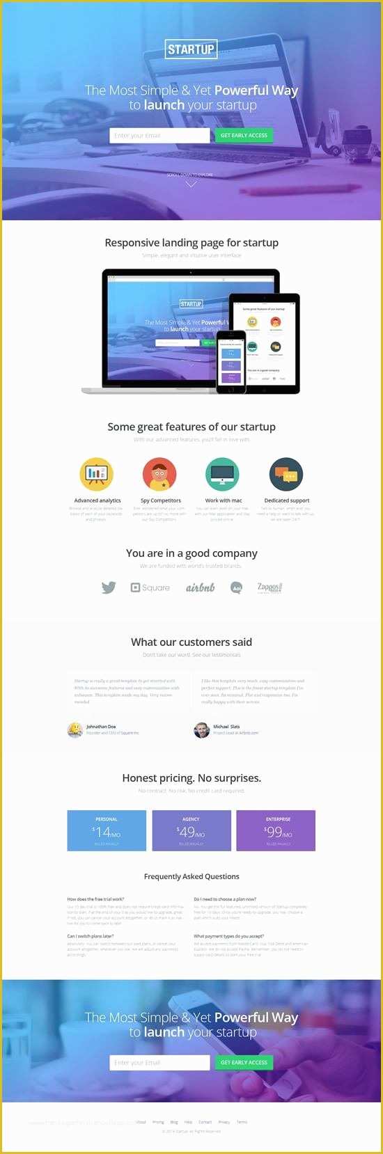 Startup Website Template Free Of Startup Responsive Parallax Landing Page Template